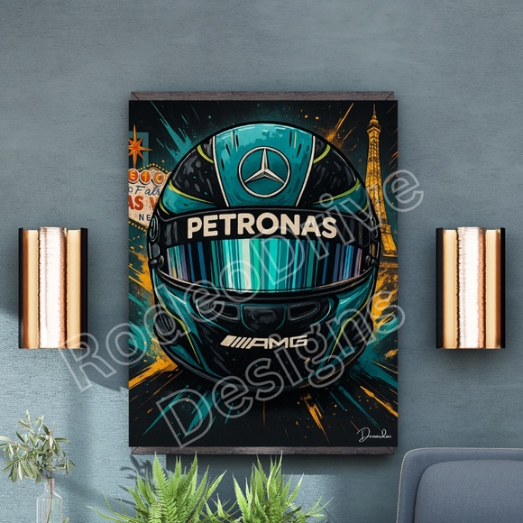 Mercedes Petronas F1 Helmet Art 16x20 / 40x51 cm - Picture 1 of 2